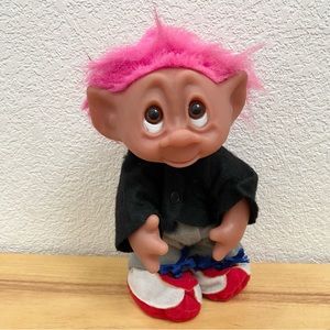 Rare Vintage 1985 Thomas DAM Troll 9" Doll Pink Hair Tuxedo Made In Denmark